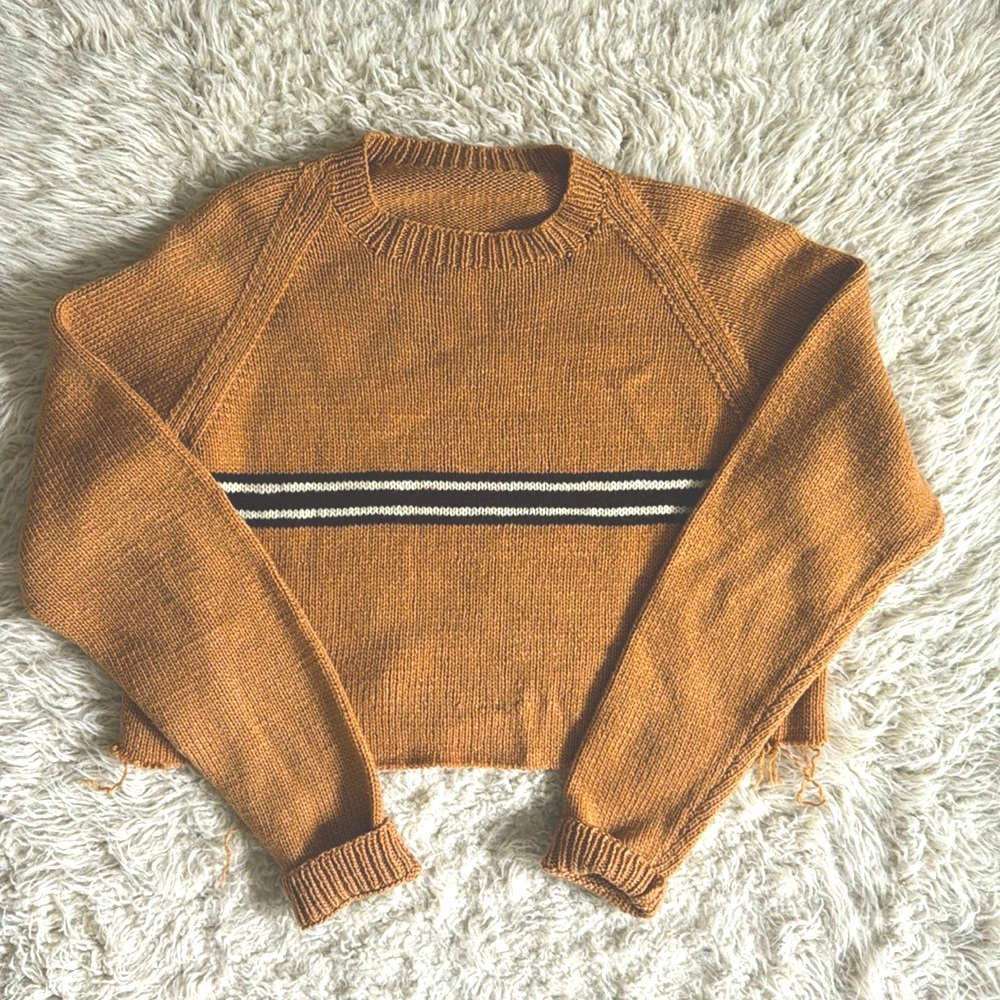 90’s Distressed Cropped Striped Sweater